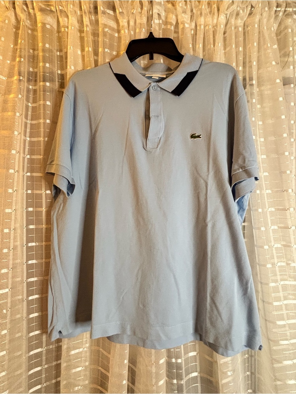 Lacoste Pale Blue Polo with Navy Trim